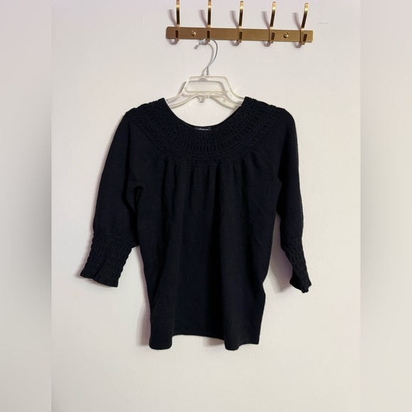 Lord & Taylor Sweaters - LORD & TAYLOR Classic Black Quilted Boat Neck 100% Cashmere Sweater XS
